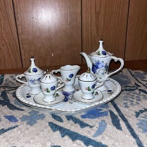 Floral Porcelain Tea Set with Tray